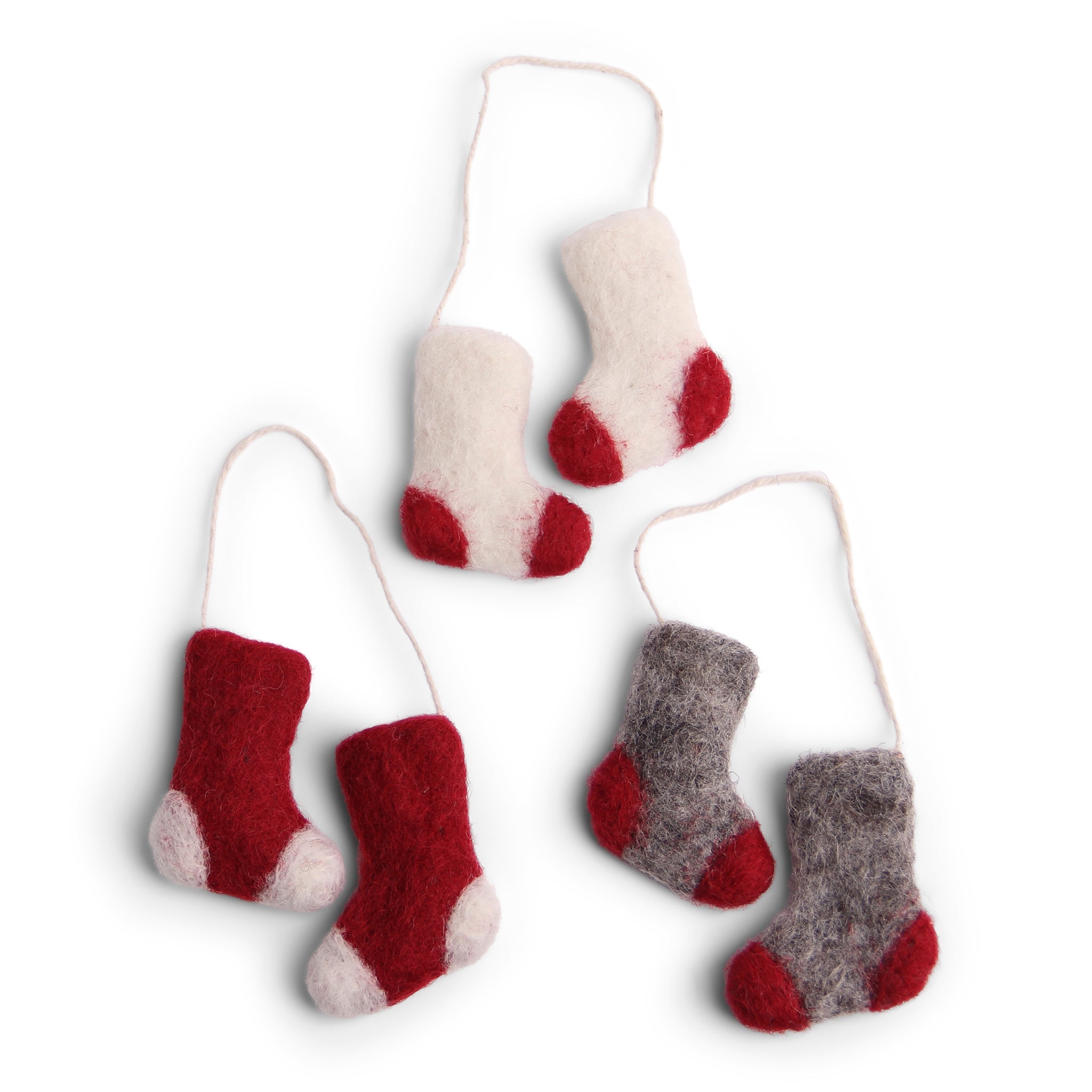 Felt Christmas Tree Decoration - Adorable Socks (Set of 3 Pairs) - Che Cose Belle