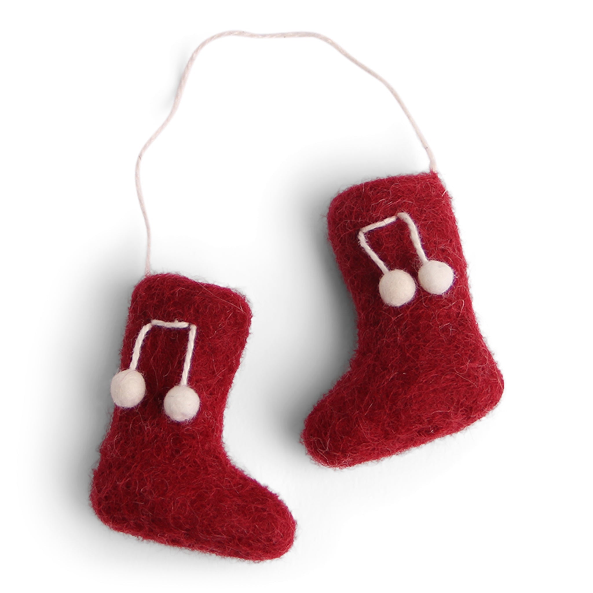 Felt Christmas Tree Decoration - Booties in Festive Red - Che Cose Belle