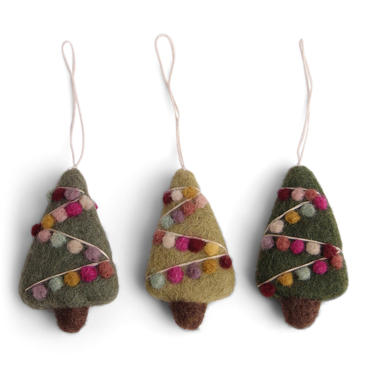 Felt Christmas Tree Decoration - Decorated Trees (Set of 3) - Che Cose Belle
