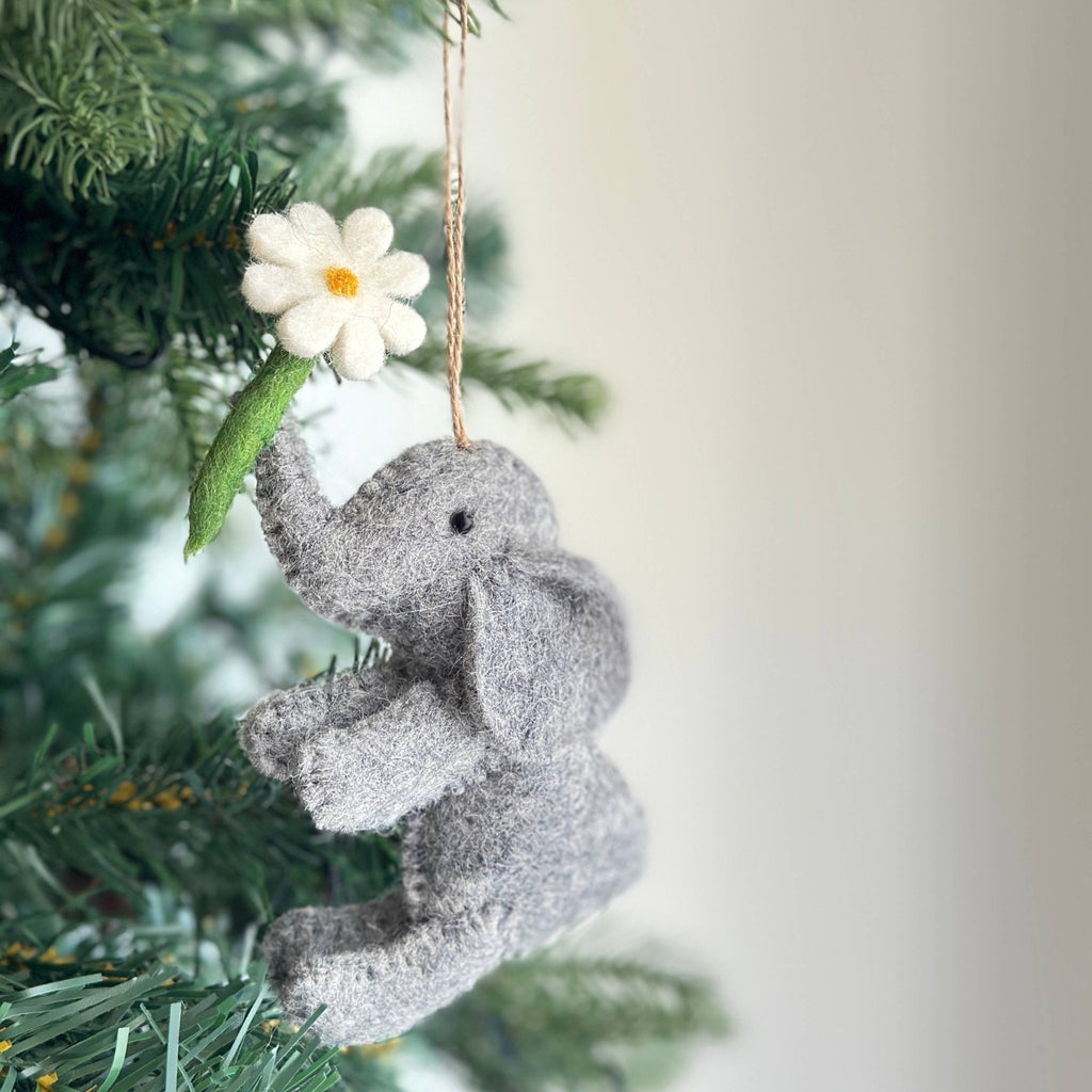 Felt Elephant with Flower Ornament - Che Cose Belle