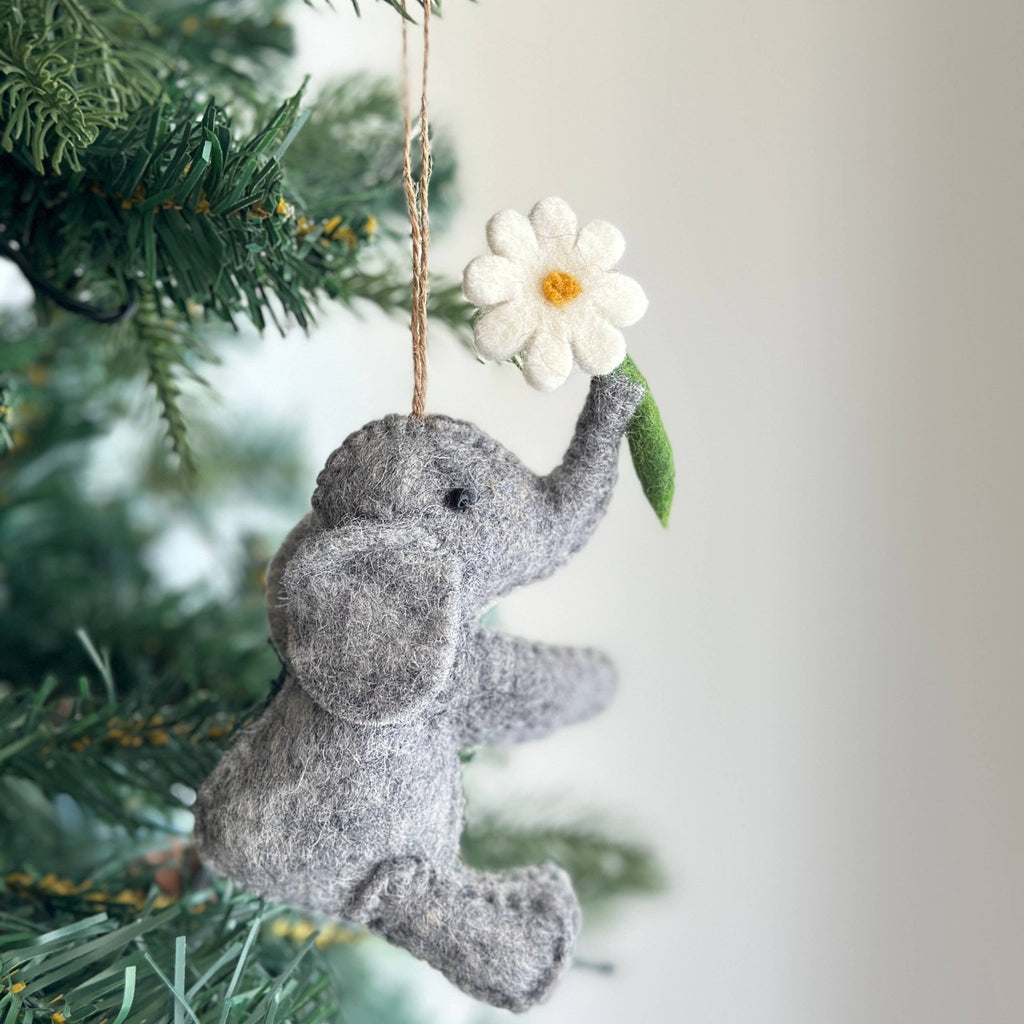 Felt Elephant with Flower Ornament - Che Cose Belle