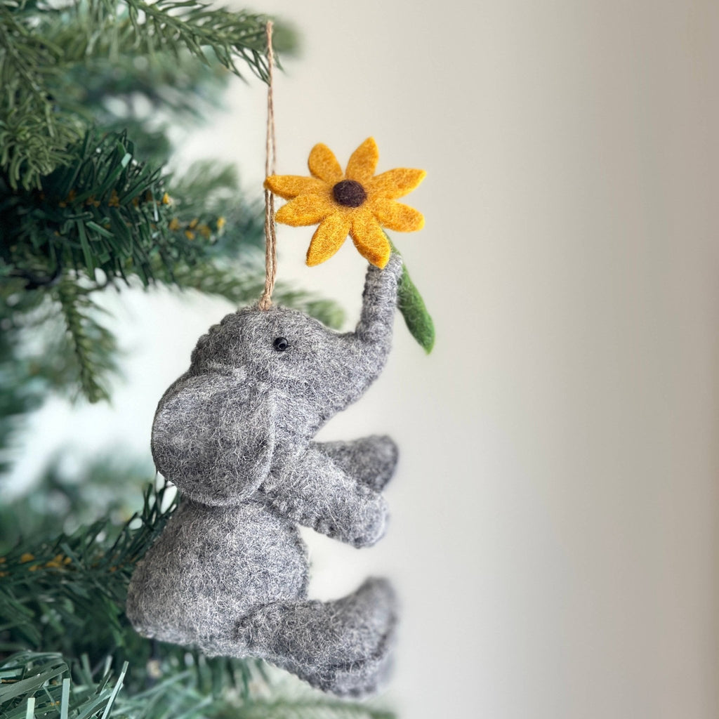 Felt Elephant with Flower Ornament - Che Cose Belle