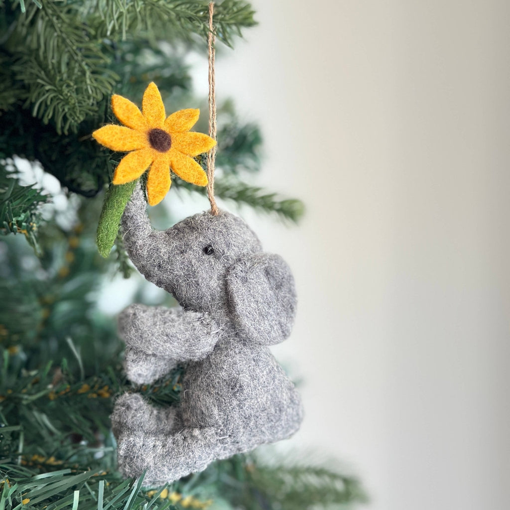 Felt Elephant with Flower Ornament - Che Cose Belle