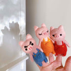 Felt Finger Puppets Set of 4 - Three Little Pigs & Big Wolf - Che Cose Belle
