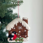 Felt Gingerbread House with Woodpecker Ornament - Che Cose Belle