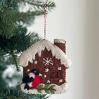Felt Gingerbread House with Woodpecker Ornament - Che Cose Belle