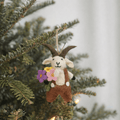 Felt Goat Holding Flower Ornament - Che Cose Belle