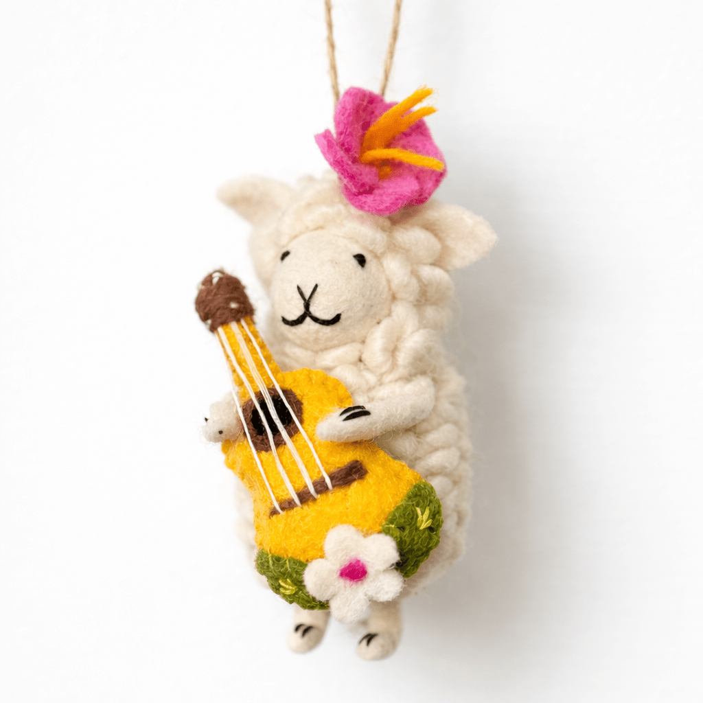 Felt Hula Sheep Ornament with Ukulele - Che Cose Belle