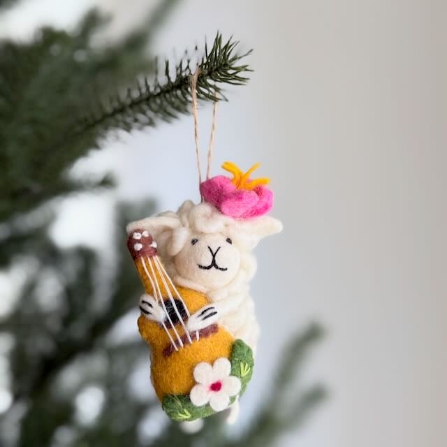 Felt Hula Sheep Ornament with Ukulele - Che Cose Belle