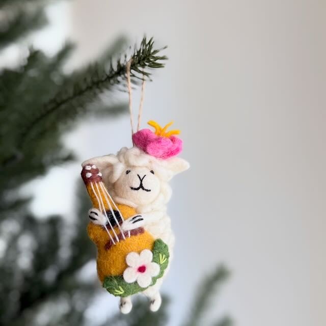 Felt Hula Sheep Ornament with Ukulele - Che Cose Belle