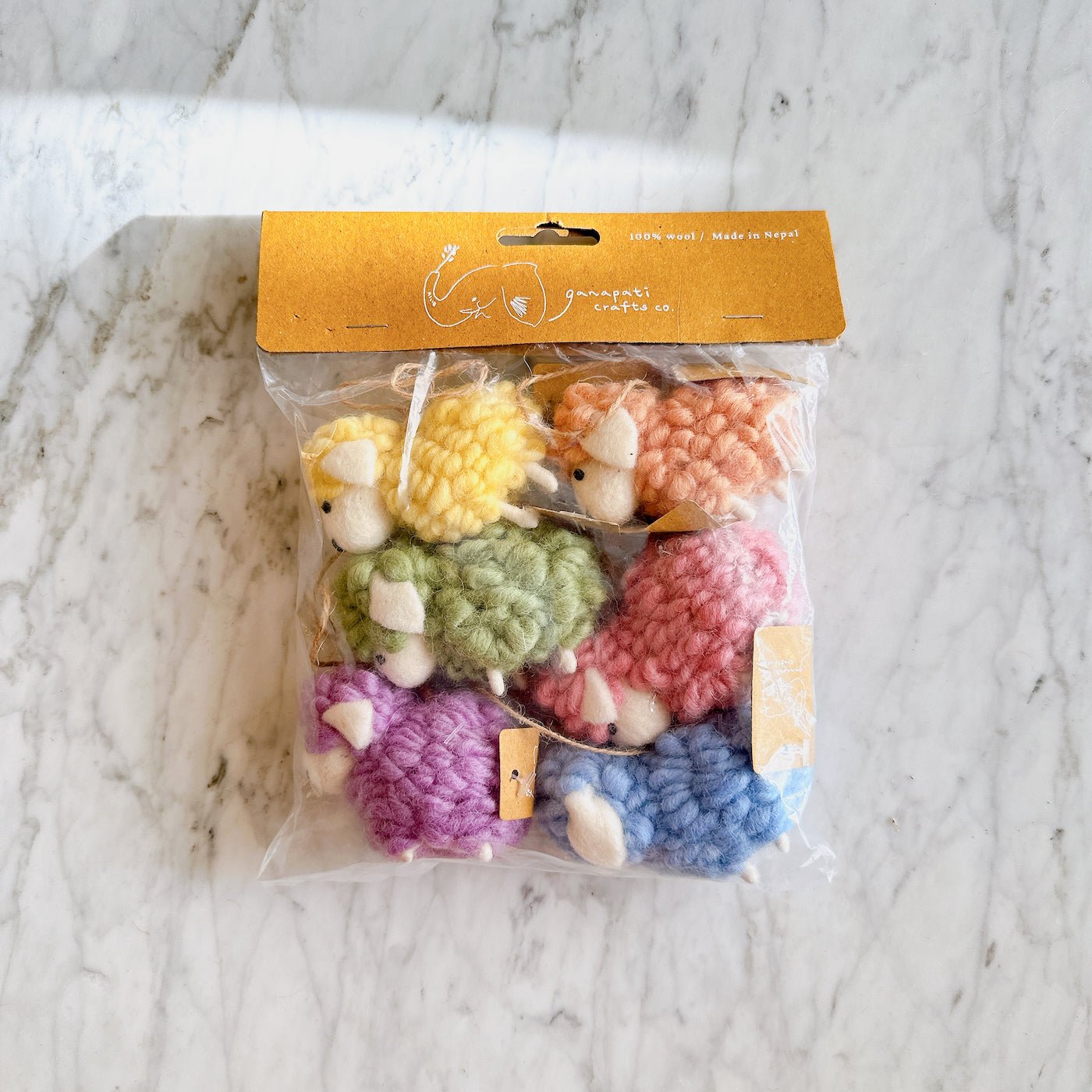 Felt Mini Fluffy Sheep Ornament Set of 6 - Pastel Tone - Che Cose Belle