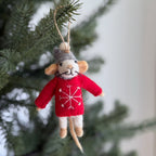 Felt Mouse in Sweater – Set of 7 Christmas Ornaments - Che Cose Belle