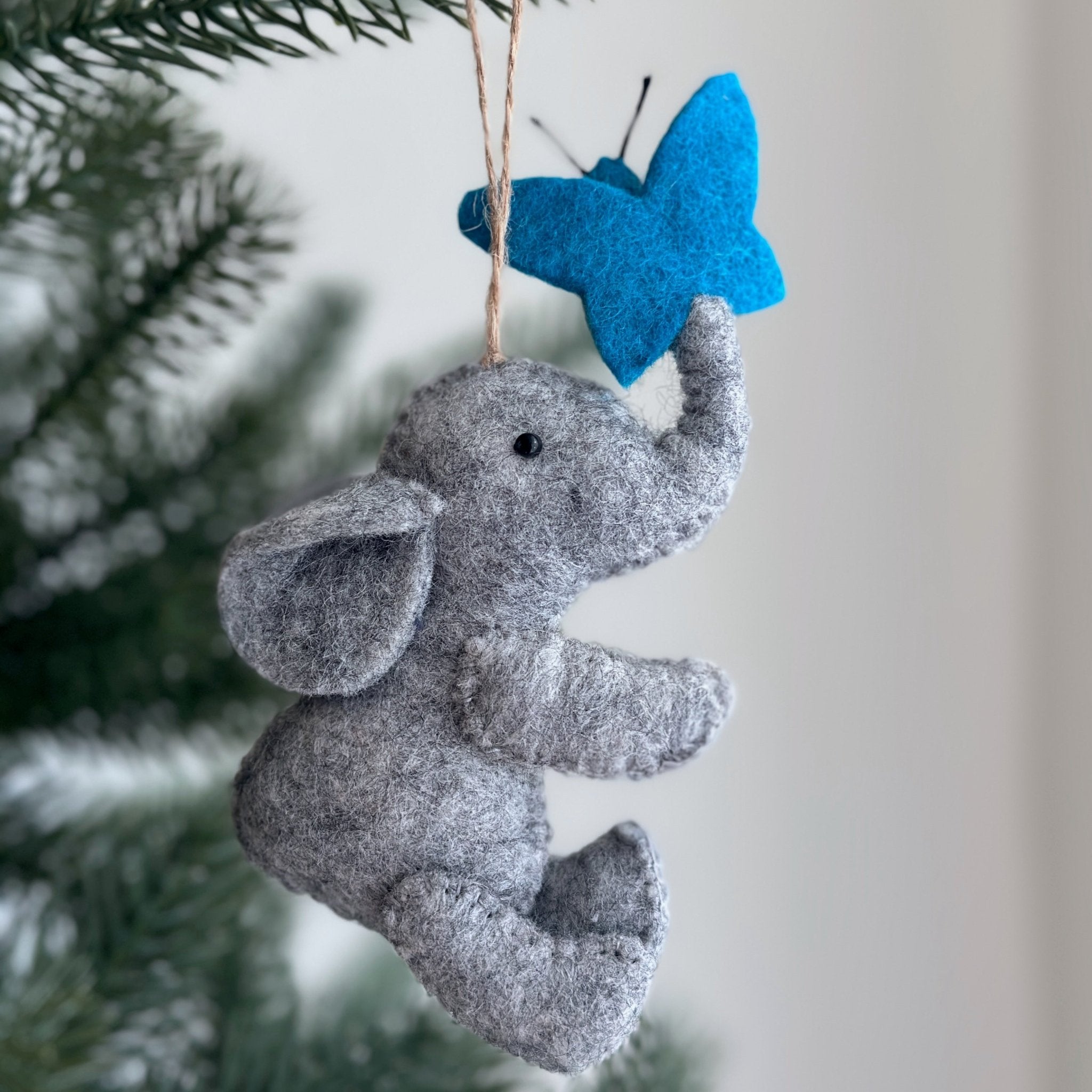 Felt Ornament - Elephant with Butterfly - Che Cose Belle
