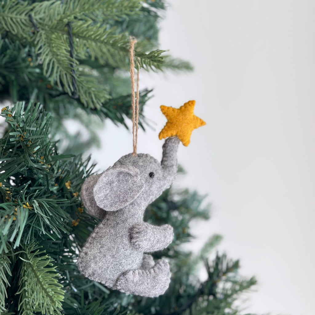 Felt Ornament - Elephant with Star - Che Cose Belle