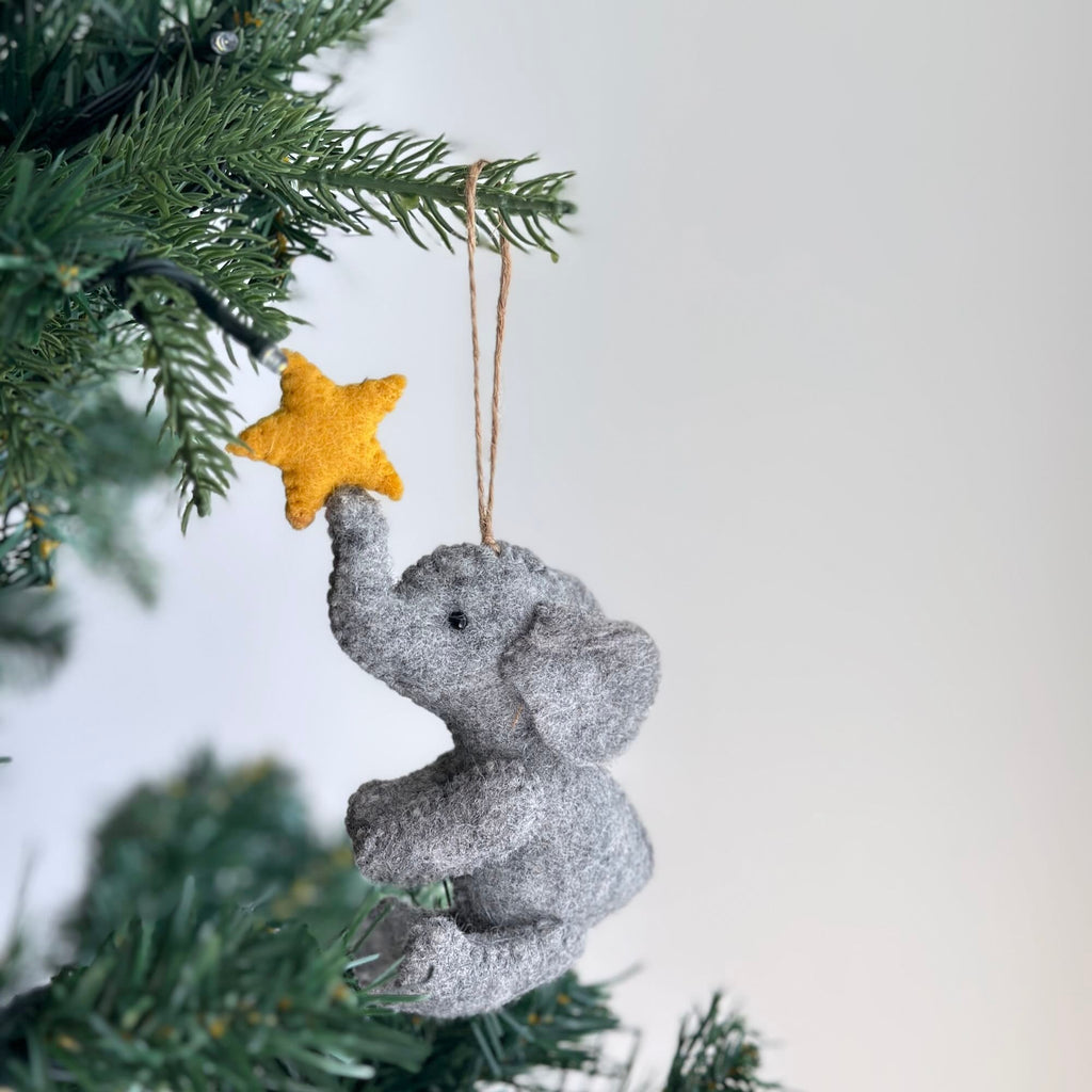 Felt Ornament - Elephant with Star - Che Cose Belle