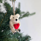 Felt Ornament - Mini Polar Bear Holding Heart - Che Cose Belle