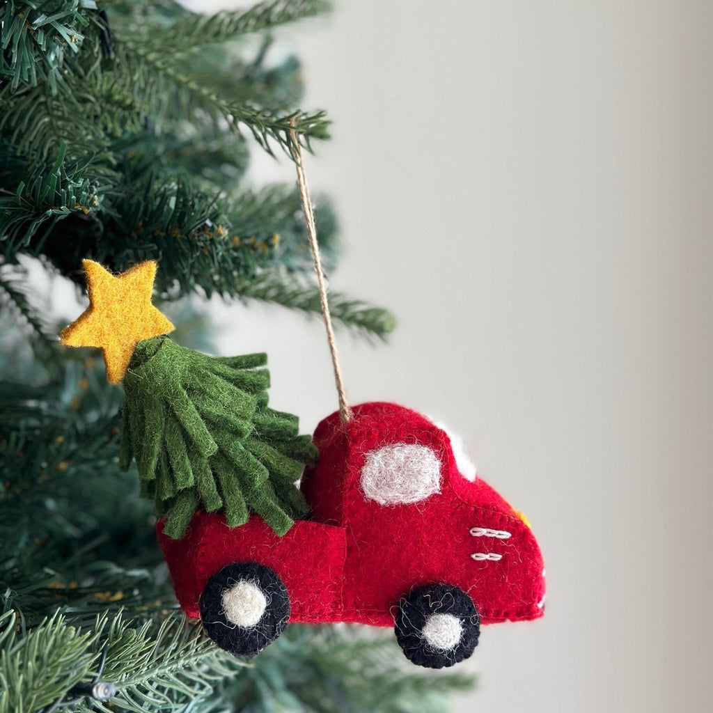 Felt Pickup Truck with Christmas Tree Ornament - Che Cose Belle