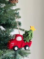 Felt Pickup Truck with Christmas Tree Ornament - Che Cose Belle