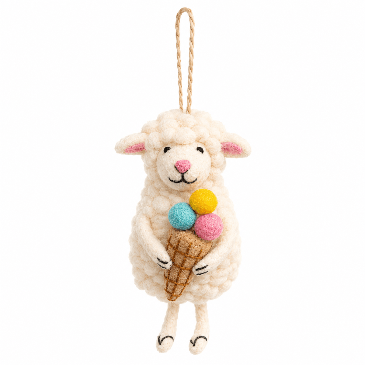 Felt Sheep with Ice Cream Ornament - Che Cose Belle