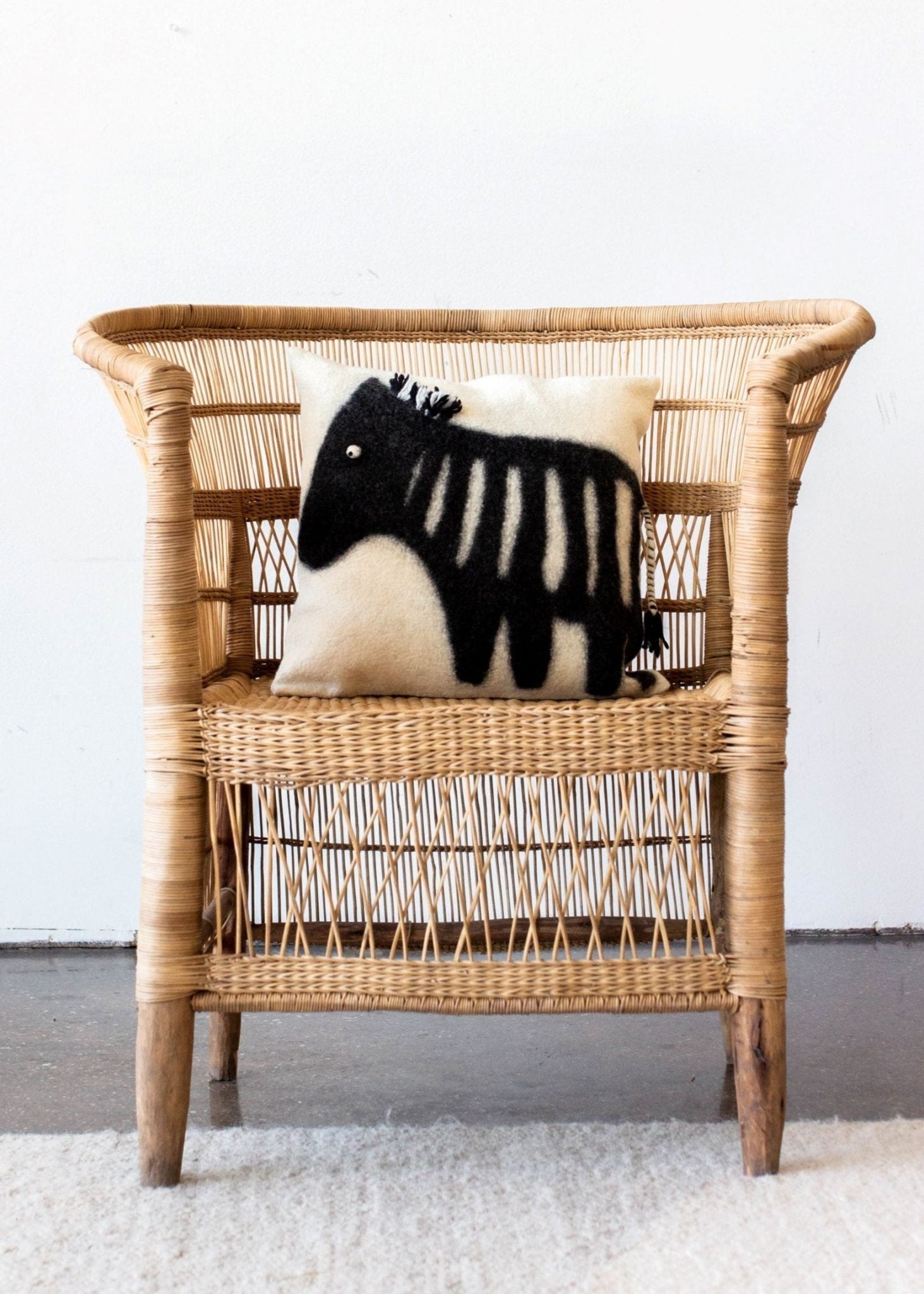 Felted Wool Zebra Throw Pillow - Che Cose Belle