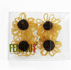 Fennco Styles Beaded Sunflower Napkin Rings, Set of 4 - Handmade Gold Floral Napkin Holders for Fall Dining Décor, Thanksgiving, Harvest Parties & Everyday Entertaining - Che Cose Belle