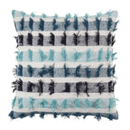 Fennco Styles Boho Striped Fringe Cotton Decorative Throw Pillow 20" W X 20" L – Blue Textured Cushion for Couch, Sofa, Bedroom, Office and Living Room Décor - Che Cose Belle