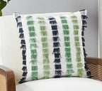 Fennco Styles Boho Striped Fringe Cotton Decorative Throw Pillow 20" W X 20" L – Blue Textured Cushion for Couch, Sofa, Bedroom, Office and Living Room Décor - Che Cose Belle