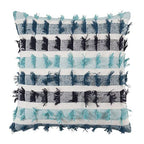 Fennco Styles Boho Striped Fringe Cotton Decorative Throw Pillow 20" W X 20" L – Blue Textured Cushion for Couch, Sofa, Bedroom, Office and Living Room Décor - Che Cose Belle