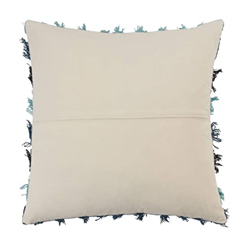 Fennco Styles Boho Striped Fringe Cotton Decorative Throw Pillow 20" W X 20" L – Blue Textured Cushion for Couch, Sofa, Bedroom, Office and Living Room Décor - Che Cose Belle