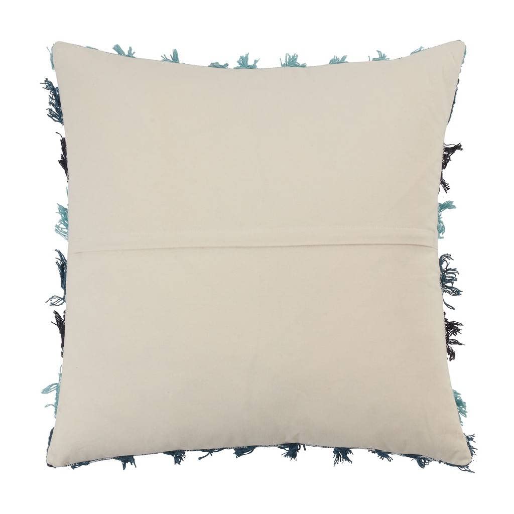 Fennco Styles Boho Striped Fringe Cotton Decorative Throw Pillow 20" W X 20" L – Blue Textured Cushion for Couch, Sofa, Bedroom, Office and Living Room Décor - Che Cose Belle