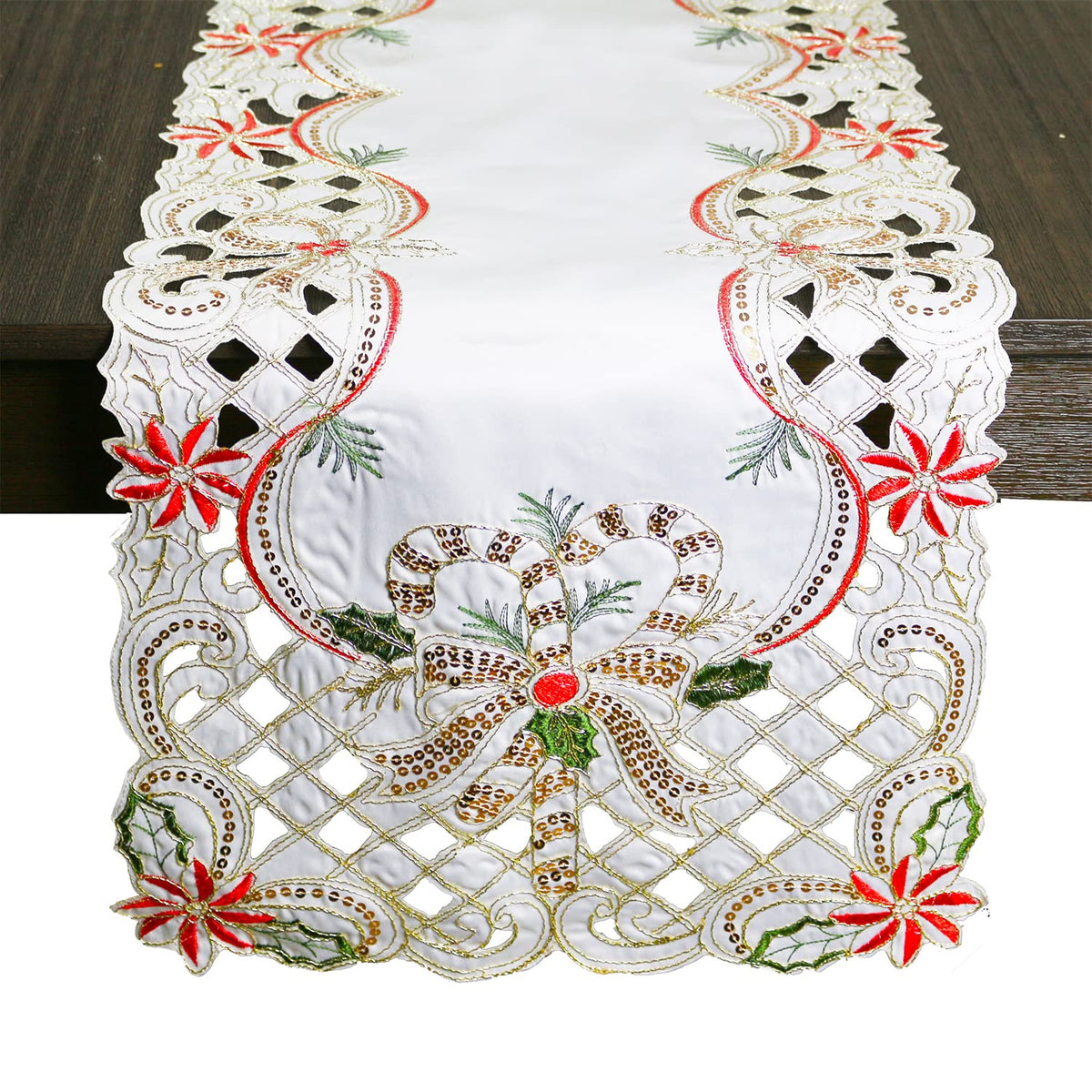 Fennco Styles Christmas Embroidered Holly Cloth Napkins 20" W x 20" L, Set of 4 - Che Cose Belle