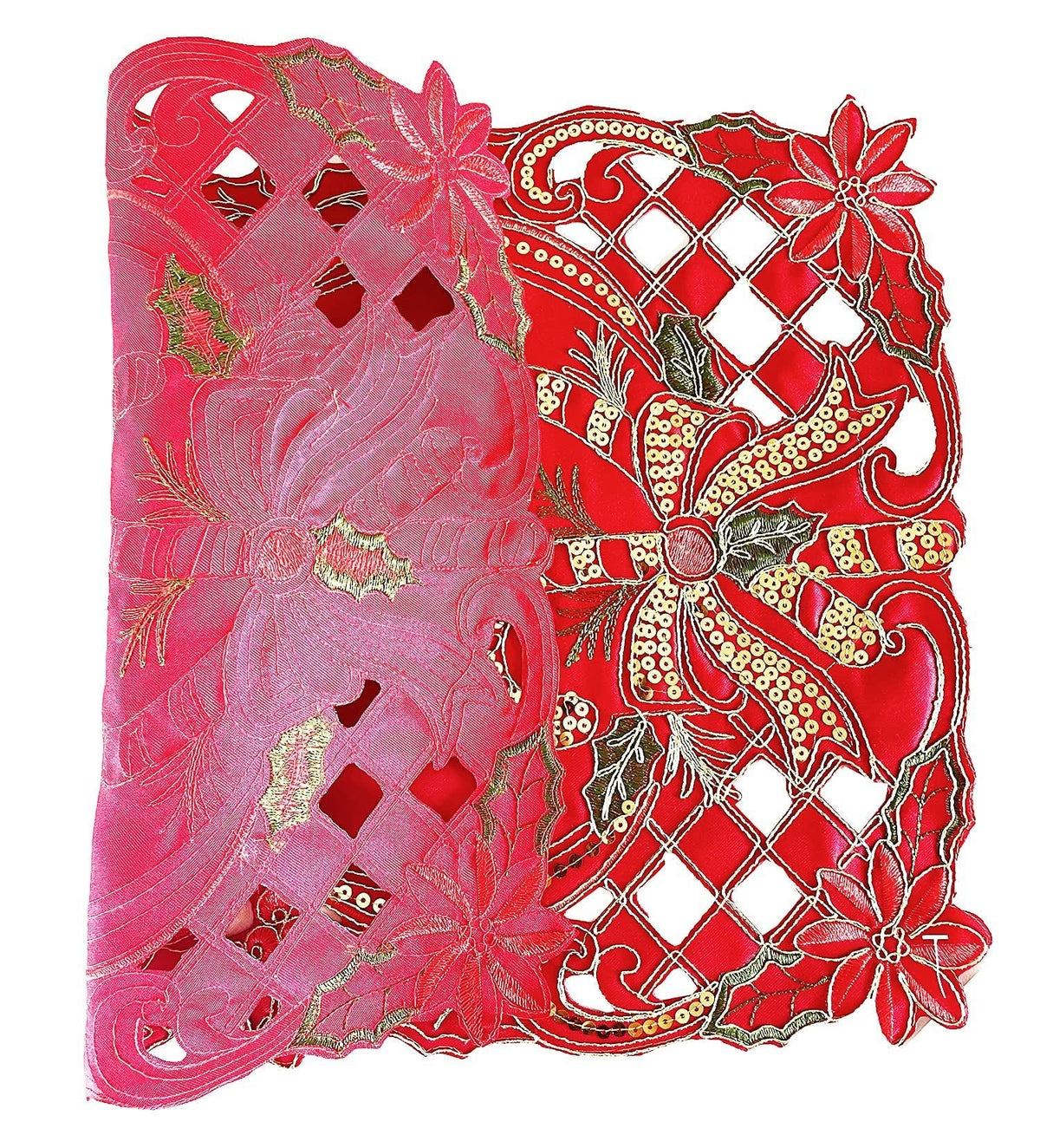 Fennco Styles Christmas Embroidered Holly Cloth Napkins 20" W x 20" L, Set of 4 - Che Cose Belle