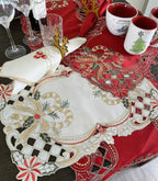 Fennco Styles Christmas Embroidered Holly Cloth Napkins 20" W x 20" L, Set of 4 - Che Cose Belle