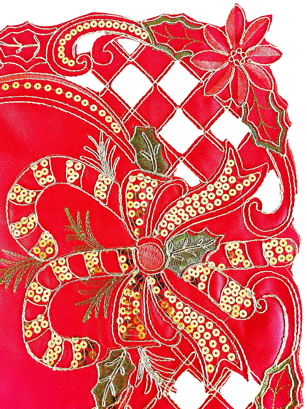 Fennco Styles Christmas Embroidered Holly Cloth Napkins 20" W x 20" L, Set of 4 - Che Cose Belle