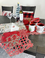 Fennco Styles Christmas Embroidered Holly Cloth Napkins 20" W x 20" L, Set of 4 - Che Cose Belle