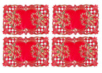 Fennco Styles Christmas Embroidered Holly Cloth Napkins 20" W x 20" L, Set of 4 - Che Cose Belle