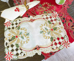 Fennco Styles Christmas Embroidered Holly Cloth Napkins 20" W x 20" L, Set of 4 - Che Cose Belle