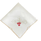 Fennco Styles Christmas Embroidered Holly Cloth Napkins 20" W x 20" L, Set of 4 - Che Cose Belle