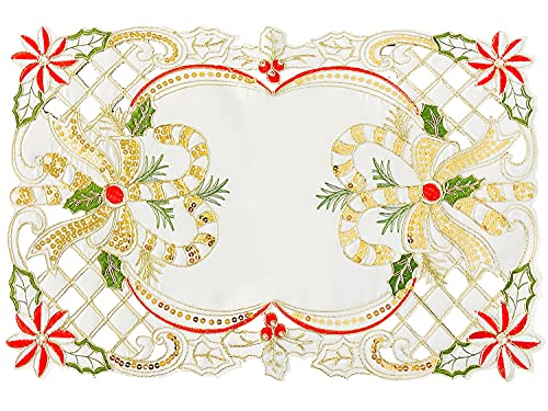 Fennco Styles Christmas Embroidered Holly Cloth Napkins 20" W x 20" L, Set of 4 - Che Cose Belle