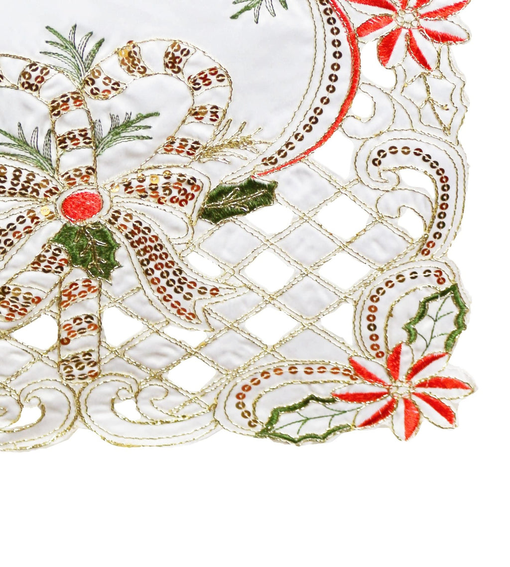 Fennco Styles Christmas Embroidered Holly Cloth Napkins 20" W x 20" L, Set of 4 - Che Cose Belle