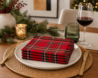Fennco Styles Christmas Tartan Cloth Napkins with Fringe 20" X 20", Set of 4 - Classic Red Plaid Cotton Holiday Table Napkins for Christmas Dinner, Winter Gatherings and Seasonal Entertaining - Che Cose Belle