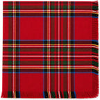 Fennco Styles Christmas Tartan Cloth Napkins with Fringe 20" X 20", Set of 4 - Classic Red Plaid Cotton Holiday Table Napkins for Christmas Dinner, Winter Gatherings and Seasonal Entertaining - Che Cose Belle