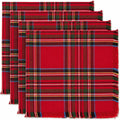 Fennco Styles Christmas Tartan Cloth Napkins with Fringe 20" X 20", Set of 4 - Classic Red Plaid Cotton Holiday Table Napkins for Christmas Dinner, Winter Gatherings and Seasonal Entertaining - Che Cose Belle