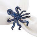 Fennco Styles Coastal Octopus Brass Napkin Rings, Set of 4 - Navy Blue Metal Napkin Holders for Beach House, Nautical Party Decorations, Home, Banquet and Special Event - Che Cose Belle