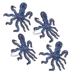 Fennco Styles Coastal Octopus Brass Napkin Rings, Set of 4 - Navy Blue Metal Napkin Holders for Beach House, Nautical Party Decorations, Home, Banquet and Special Event - Che Cose Belle