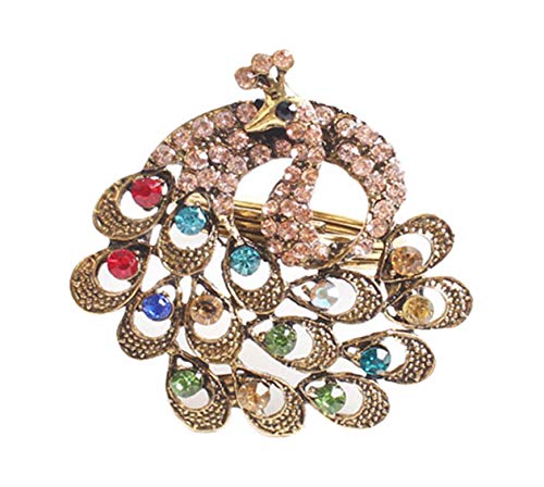 Fennco Styles Decorative Bejeweled Design Peacock Metal Napkin Rings, Set of 4 - Multicolored Napkin Rings for Family Dinner, Theme Party, Wedding, Special Event and Home Décor - Che Cose Belle