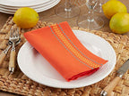 Fennco Styles Dobby Border Woven Cotton Cloth Napkins 18" W x 18" L, Set of 4 - Turquoise Dinner Napkins for Dining Table Décor, Family Gathering, Banquets, and Special Events - Che Cose Belle