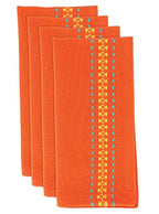 Fennco Styles Dobby Border Woven Cotton Cloth Napkins 18" W x 18" L, Set of 4 - Turquoise Dinner Napkins for Dining Table Décor, Family Gathering, Banquets, and Special Events - Che Cose Belle