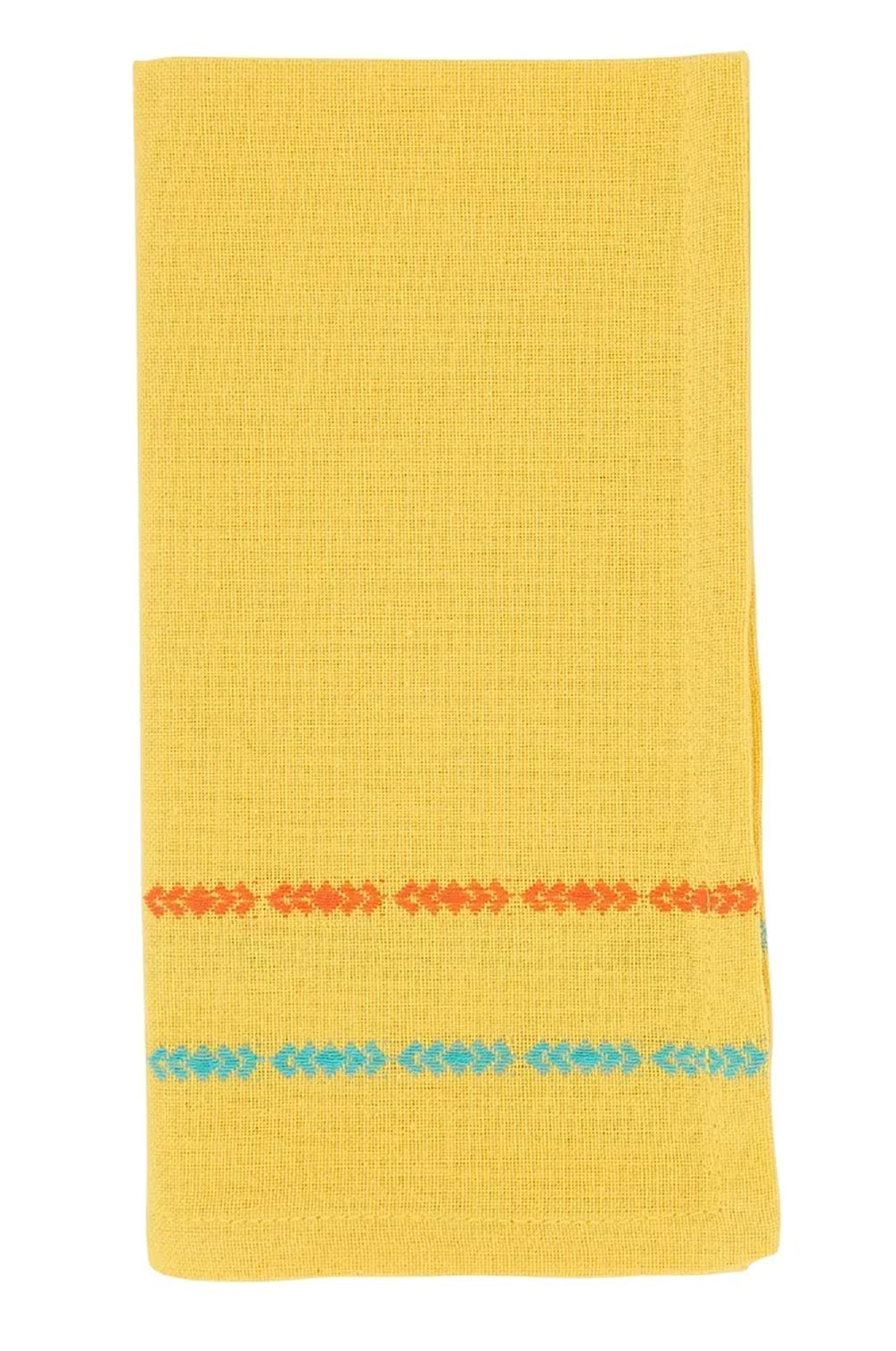 Fennco Styles Dobby Border Woven Cotton Cloth Napkins 18" W x 18" L, Set of 4 - Turquoise Dinner Napkins for Dining Table Décor, Family Gathering, Banquets, and Special Events - Che Cose Belle