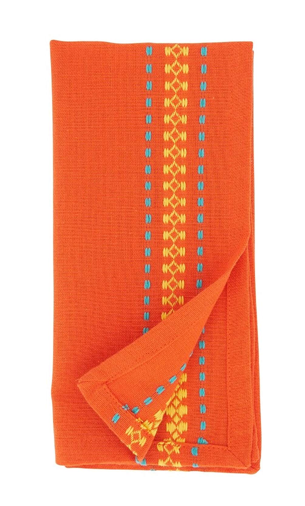 Fennco Styles Dobby Border Woven Cotton Cloth Napkins 18" W x 18" L, Set of 4 - Turquoise Dinner Napkins for Dining Table Décor, Family Gathering, Banquets, and Special Events - Che Cose Belle
